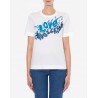 LOVE MOSCHINO - SPLASH LOGO Printed T-Shirt -White/Blue