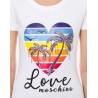 LOVE MOSCHINO - T-shirt in jersey strech  SHINY PALM TREES - Bianco