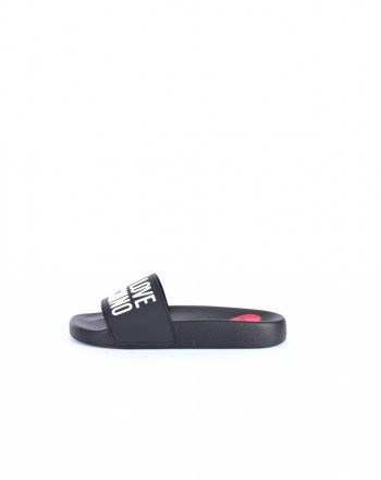 LOVE MOSCHINO - Logo Rubber Slippers - Black
