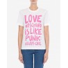 LOVE MOSCHINO T- shirt in jersey PUNK SLOGAN - Bianco