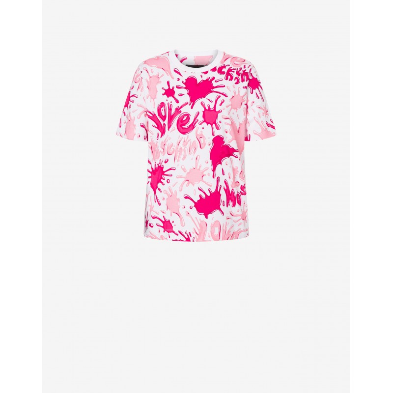 LOVE MOSCHINO - SPLASH LOGO T-Shirt - White/Pink