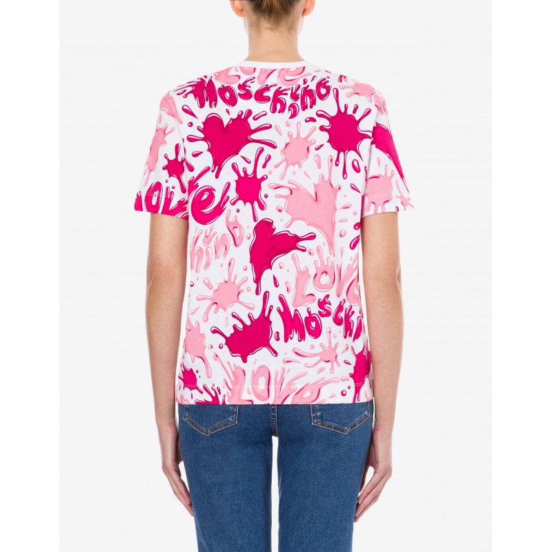 LOVE MOSCHINO - SPLASH LOGO T-Shirt - White/Pink