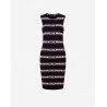 LLOVE MOSCHINO - LOGO STRIPES plain knit dress - Black