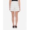 LOVE MOSCHINO - Embroidered canvas shorts with fringes - White