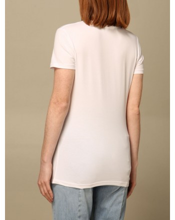 LOVE MOSCHINO - T-shirt with rhinestone logo - White