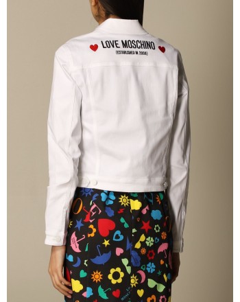 LOVE MOSCHINO - Giacca di jeans con logo posteriore - Bianco
