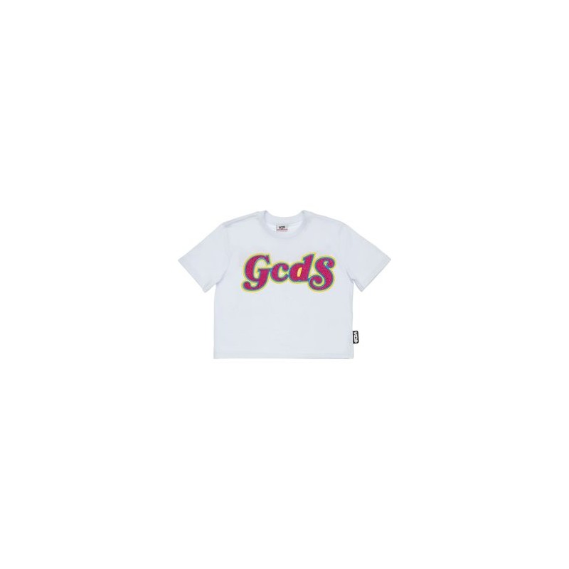 GCDS Mini - Cropped T-shirt with print - White