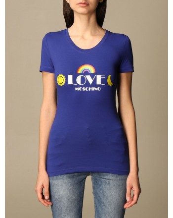 LOVE MOSCHINO - T-shirt con stampa logo- Blu