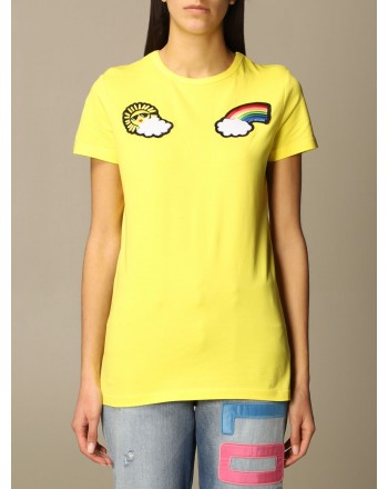 LOVE MOSCHINO - Cotton T-shirt with patches - Yellow