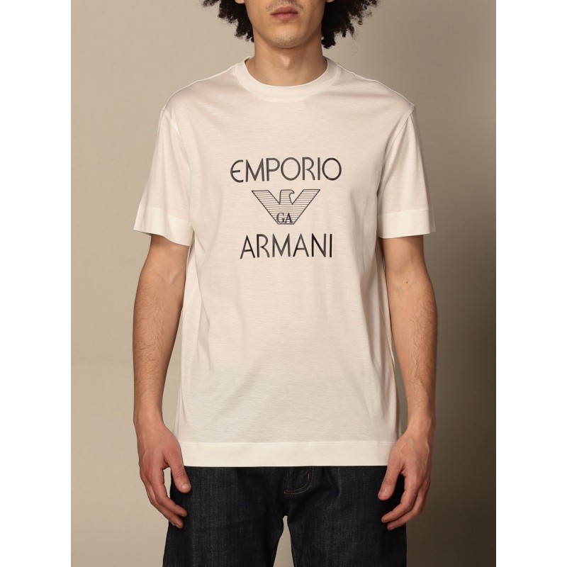 EMPORIO ARMANI - T-shirt in cotone con logo 3K1TAF - Bianco