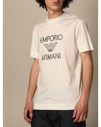 EMPORIO ARMANI - Cotton T-shirt with 3K1TAF logo - White