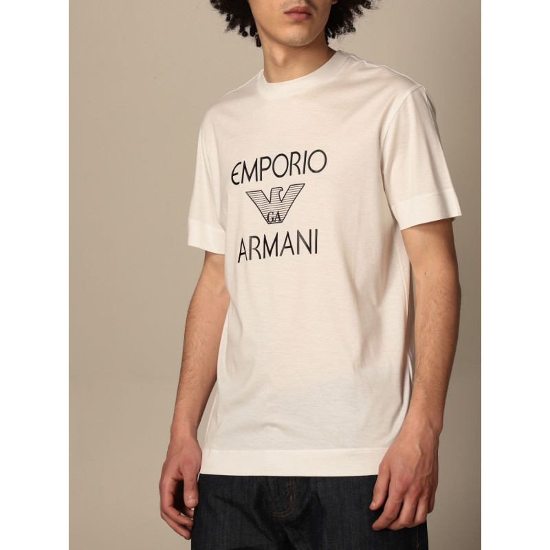 EMPORIO ARMANI - T-shirt in cotone con logo 3K1TAF - Bianco