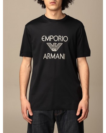 EMPORIO ARMANI - T-shirt in cotone con logo 3K1TAF - Blu -