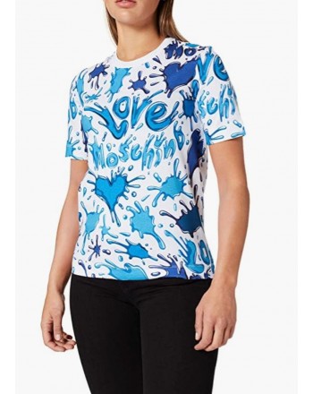 LOVE MOSCHINO - T-Shirt Stampa SPLASH LOGO - Azzurro