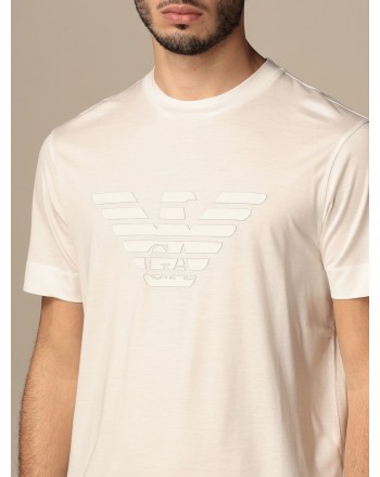EMPORIO ARMANI - T-shirt in cotone con logo gommato 3K1TAG - Bianco -