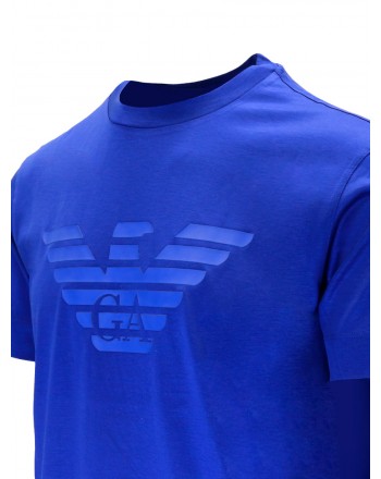 EMPORIO ARMANI - T-shirt in cotone con logo gommato 3K1TAG - Oltremare -