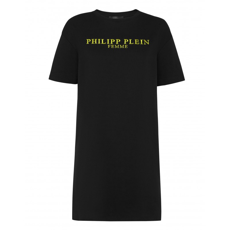 PHILIPP PLEIN - Abito t-shirt iconico PLEIN oro WTG0358 - Nero