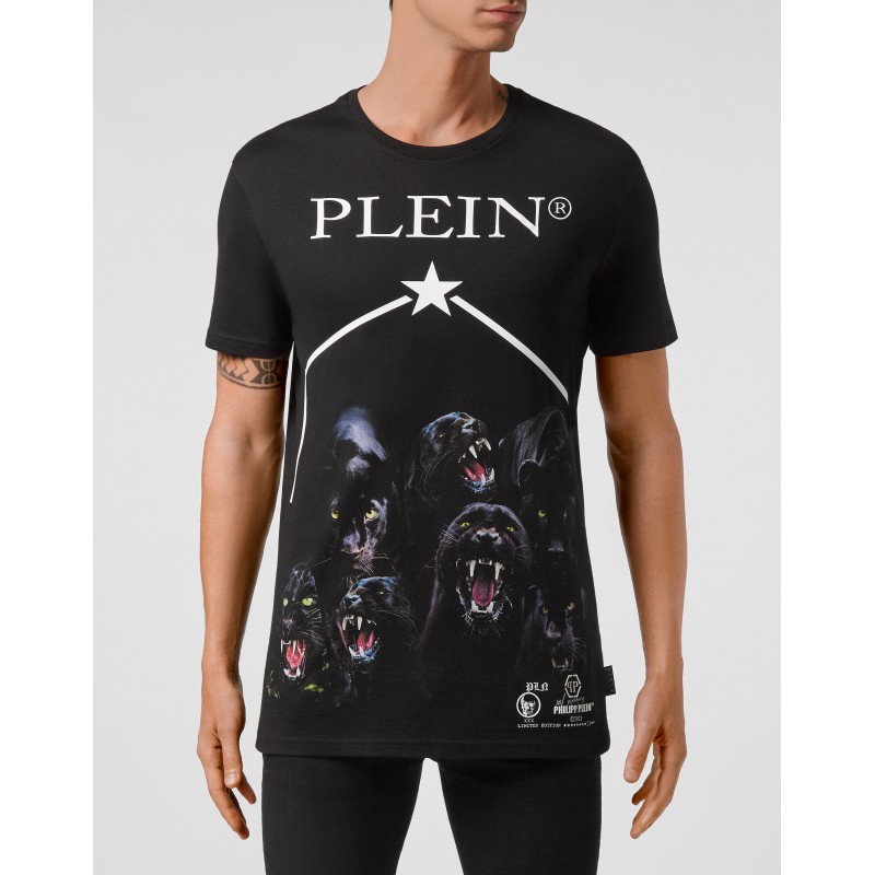 PHILIPP PLEIN -  T-Shirt Girocollo Pantere MTK5104 - Nero