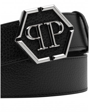 PHILIPP PLEIN - HEXAGON Leather Belt - Black