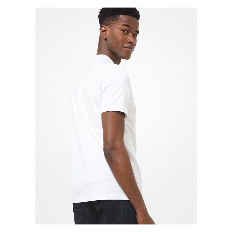 MICHAEL by MICHAEL KORS - T-shirt in cotone con logo ricamato CS1507C1V2 - bianco -
