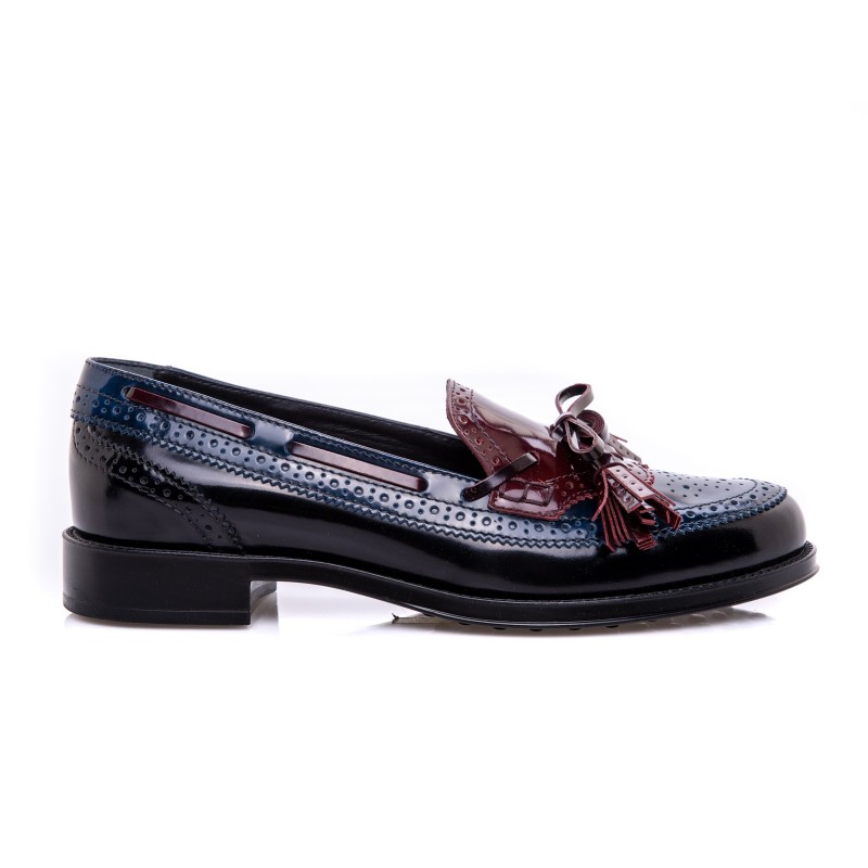 TOD'S - Two Toned Leather Loafers - Blue