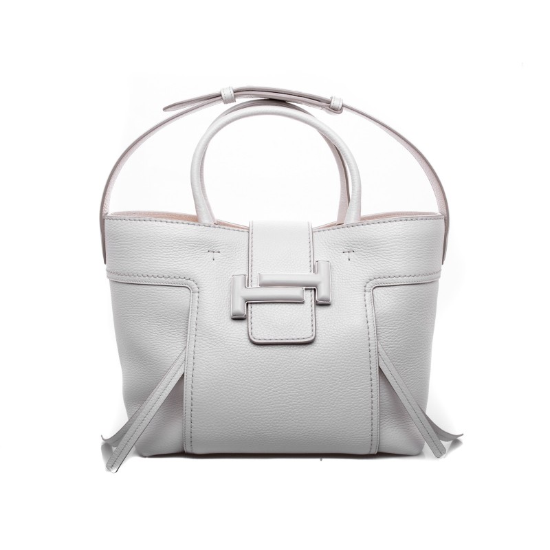 TOD'S - Leather Shopping Bag double T - White