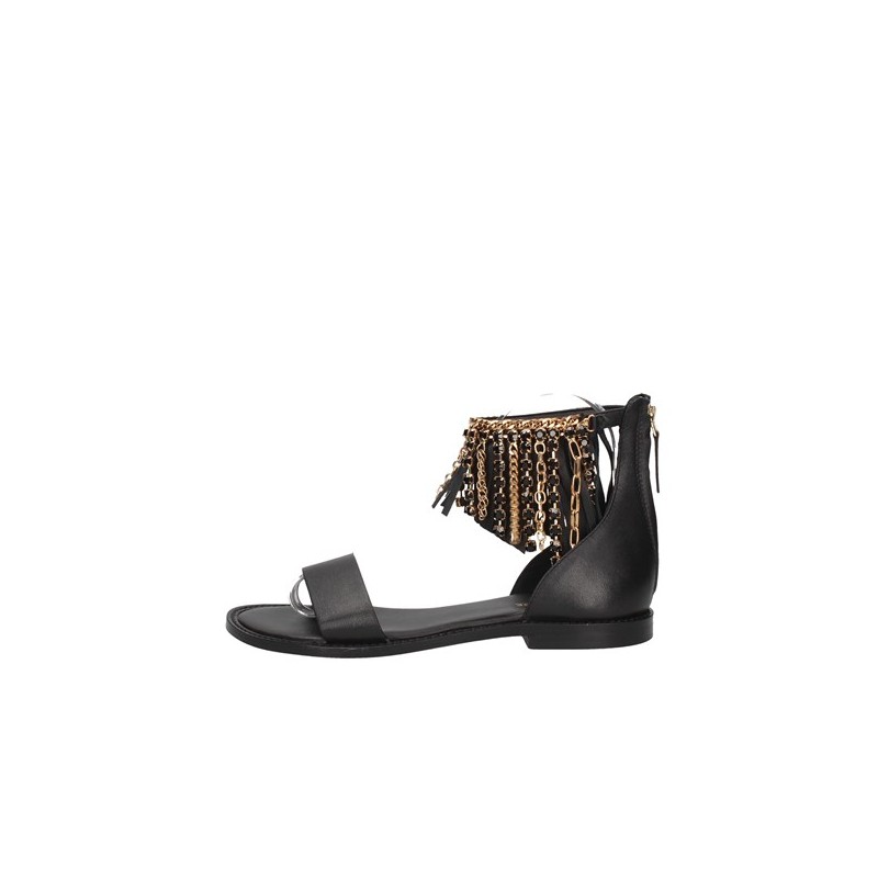 EMANUELLE VEE - Leather sandal 411m-401-13-sh - BLACK -