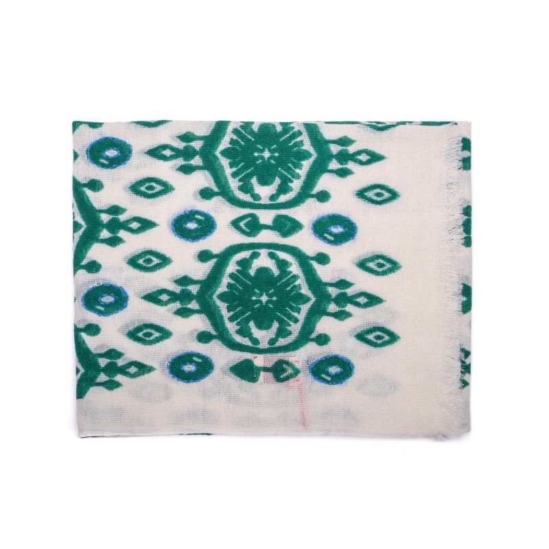 CAMERUCCI - MARGHERITA Wool scarf - White/Green