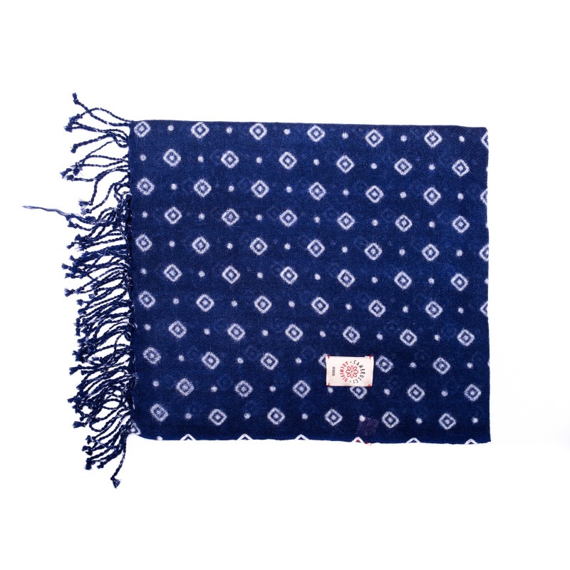 CAMERUCCI - MARGHERITA GEOMETRIC wool scarf  - Blue