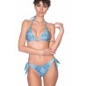 PIN-UP STARS - Padded Triangle Bikini Slip Bows Animal Cool Degrada' PA082F - Turquoise
