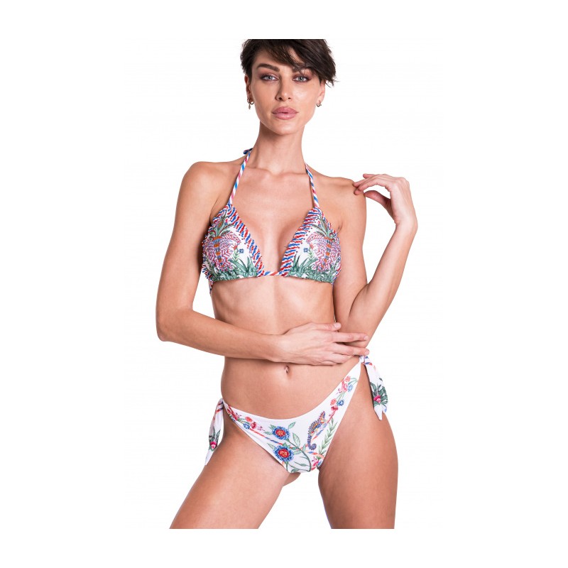 PIN-UP STARS -  Bikini Triangolo Imbottito Slip Lady Camaleonte Strass  20P090T - Bianco