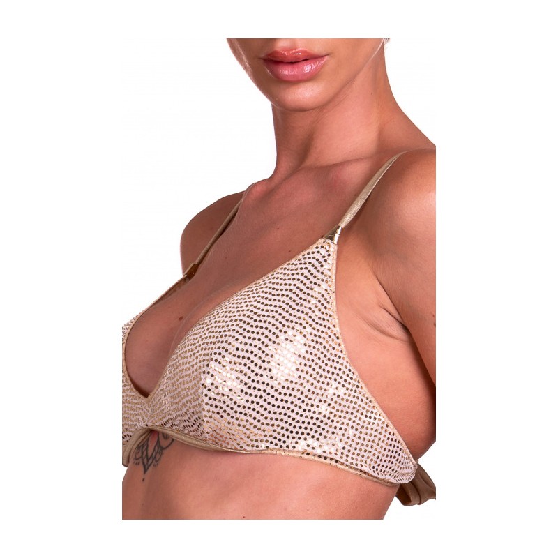 PIN-UP STARS - Balconette Bikini Slip Bows Full Mirrors PA041F - Gold -