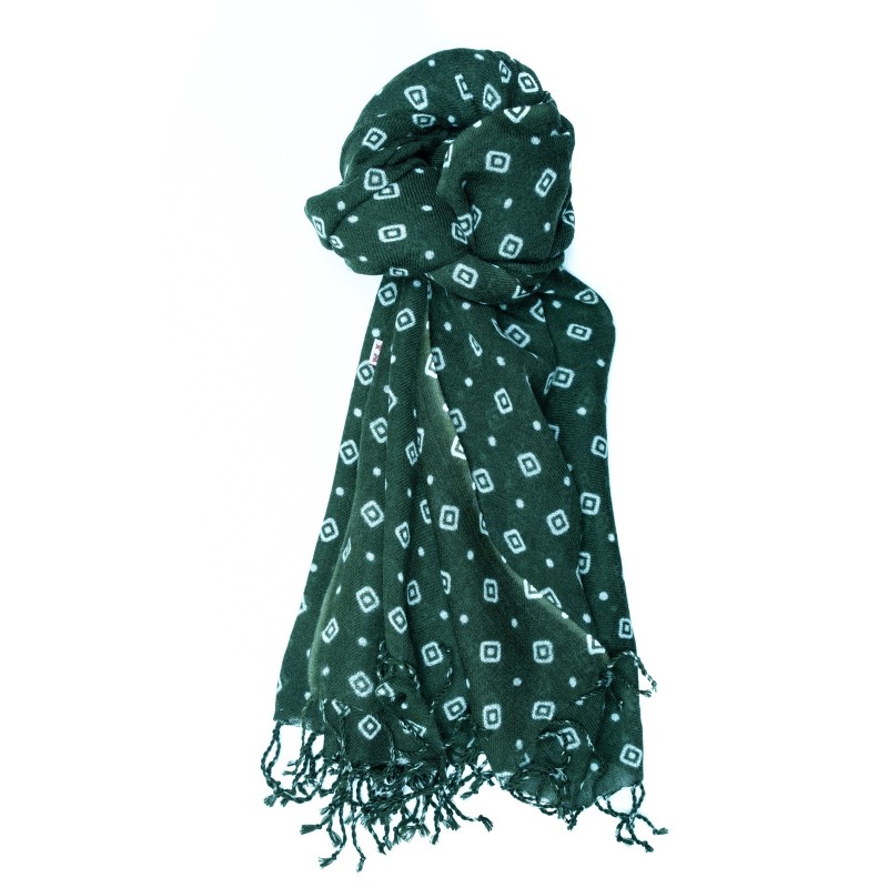 CAMERUCCI - MARGHERITA GEOMETRIC wool scarf  - Green
