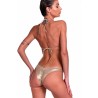 PIN-UP STARS - Padded Triangle Bikini Bicolor High Leg Slip PA240SG -Fuchsia / gold