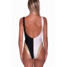 PIN-UP STARS - Bicolor and Gold One-piece Swimsuit PA044I - White / Black