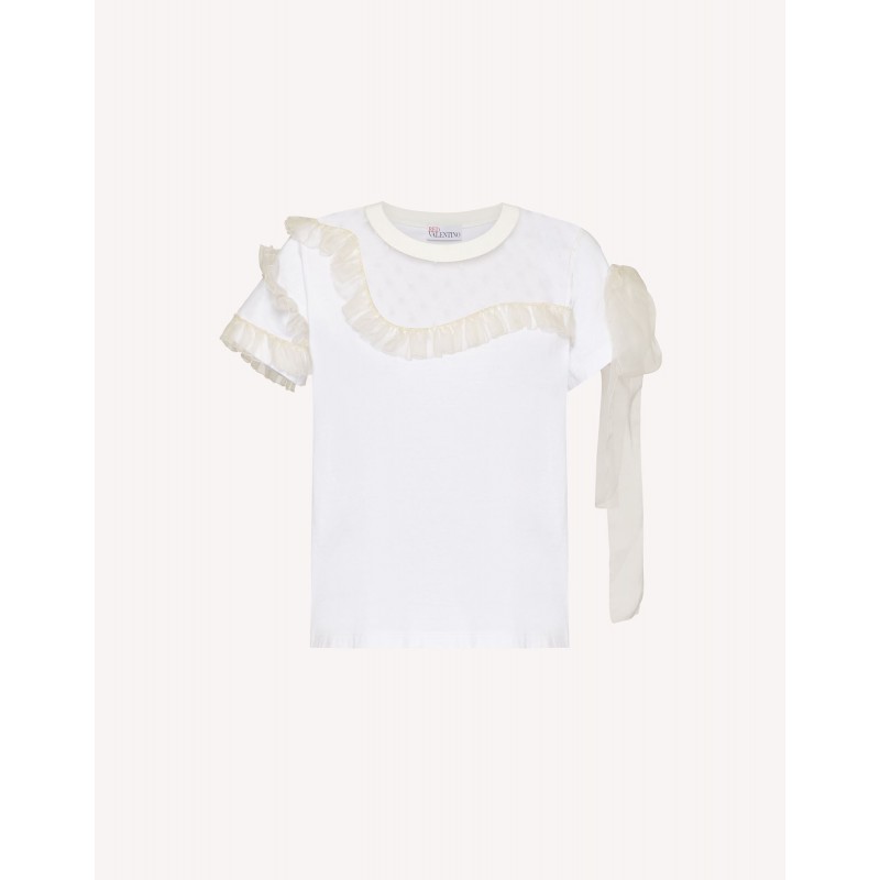 RED VALENTINO - T-Shirt con Ruches - Bianco