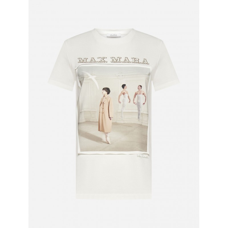 MAX MARA - T-Shirt in Cotone BALLO - Bianco Seta