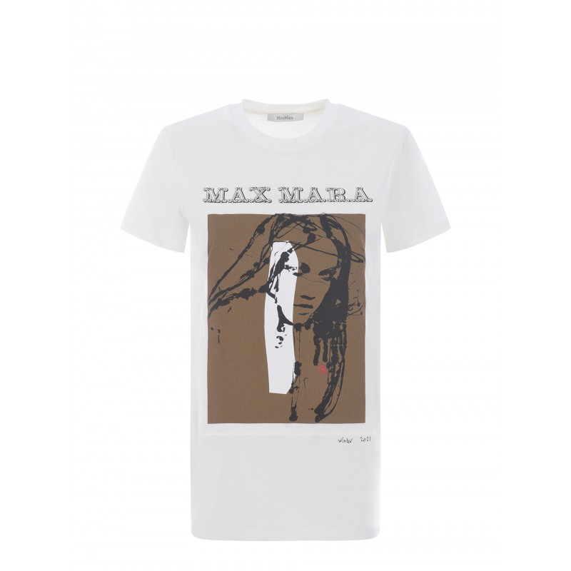 MAX MARA - T-Shirt in Cotone DIVINA - Bianco Seta
