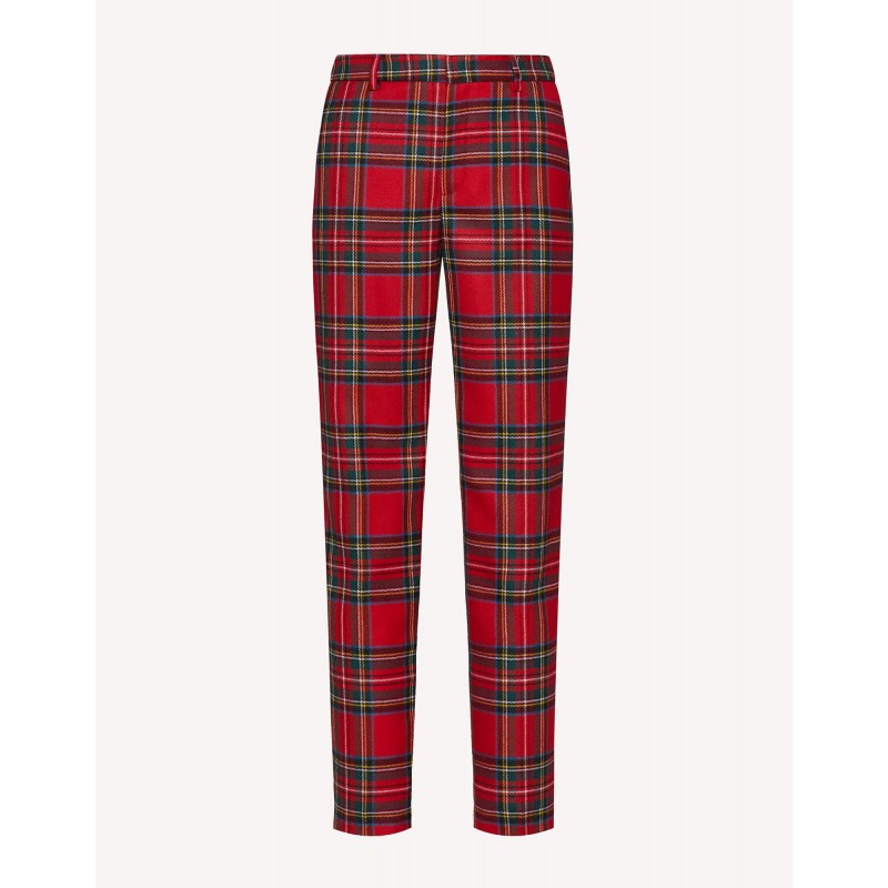 RED VALENTINO - Tartan Wool Trousers - Red