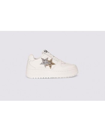 2 STAR- QUEEN LOW Sneakers 2SD3271 Leather -White/Gold/Silver