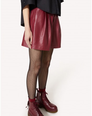 RED VALENTINO -  Leather Shorts - Cherry