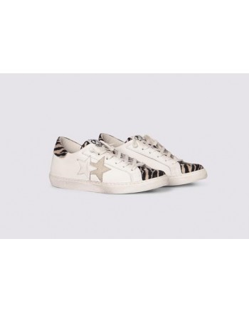 2 STAR- Sneakers 2S3219-094 Leather - White / black zebra