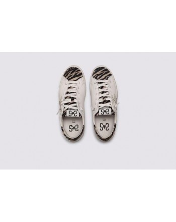 2 STAR- Sneakers 2S3219-094 Pelle - Bianco/nero zebrato