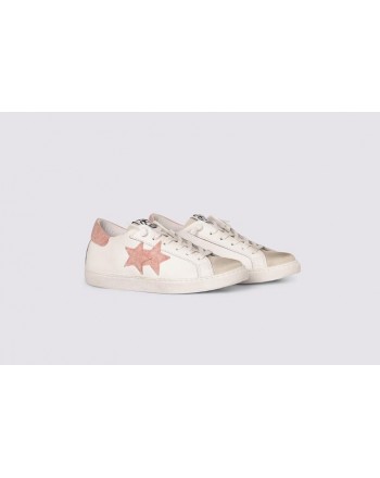 2 STAR- Sneakers 2S3221-072 Pelle - Bianco/Ghiaccio/Cipria
