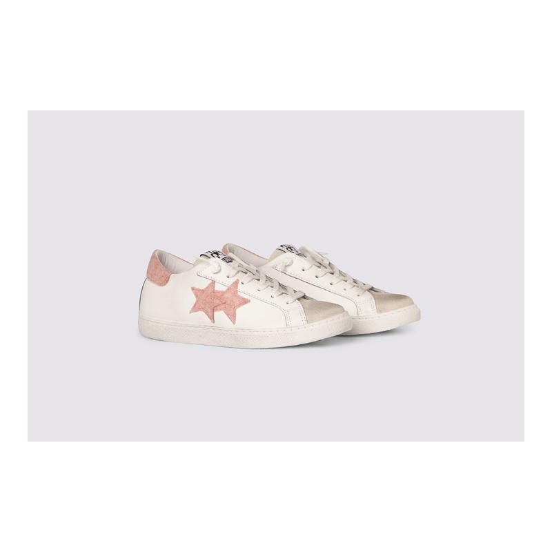 2 STAR- Sneakers 2S3221-072 Pelle - Bianco/Ghiaccio/Cipria