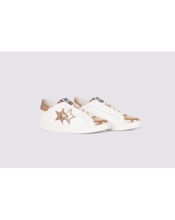 2 STAR- Sneakers 2S3216-091 Leather - White / copper