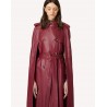 RED VALENTINO - Cappa Trench in Pelle - Amarena