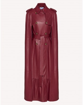 RED VALENTINO - Leather Trenchcoat  Cape - Cherry