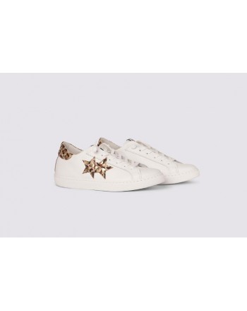 2 STAR- Sneakers 2S3210-088 Leather - White / Pink Spotted Gold