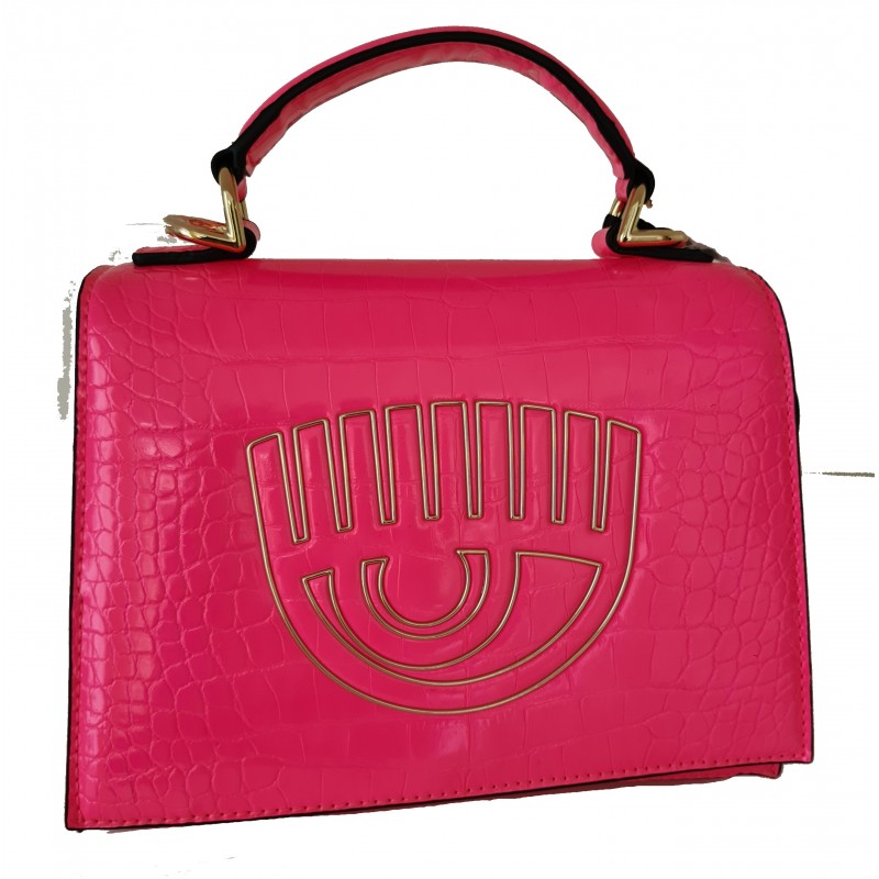 CHIARA FERRAGNI - FRAME EYE Leather Bag - Fluo Pink